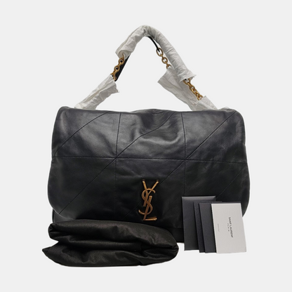 YSL JAMIE Black Lamb Leather Quilted Single-Shoulder Bag with Gold Hardware-(SKU)-966837052