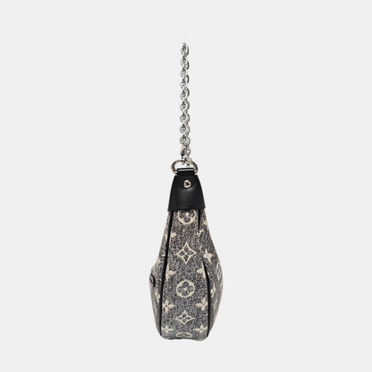 LOUIS VUITTON LOOP Dark Grey Canvas Monogram Jacquard Pea Bag Crossbody Bag Shoulder Bag Silver Hardware 2 Removable Straps-(SKU)-967284510