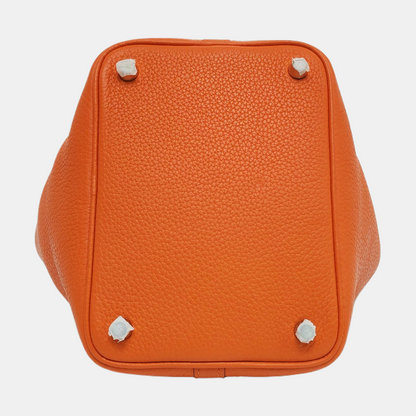HERMÈS Picotin Lock 18 Orange Clemence Calfskin Basket Bag with Silver Hardware-(SKU)-967684097