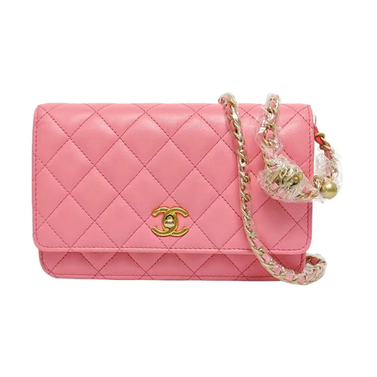 CHANEL WOC, pink lamb skin, with chain strap, gold hardware-(SKU)-967362405