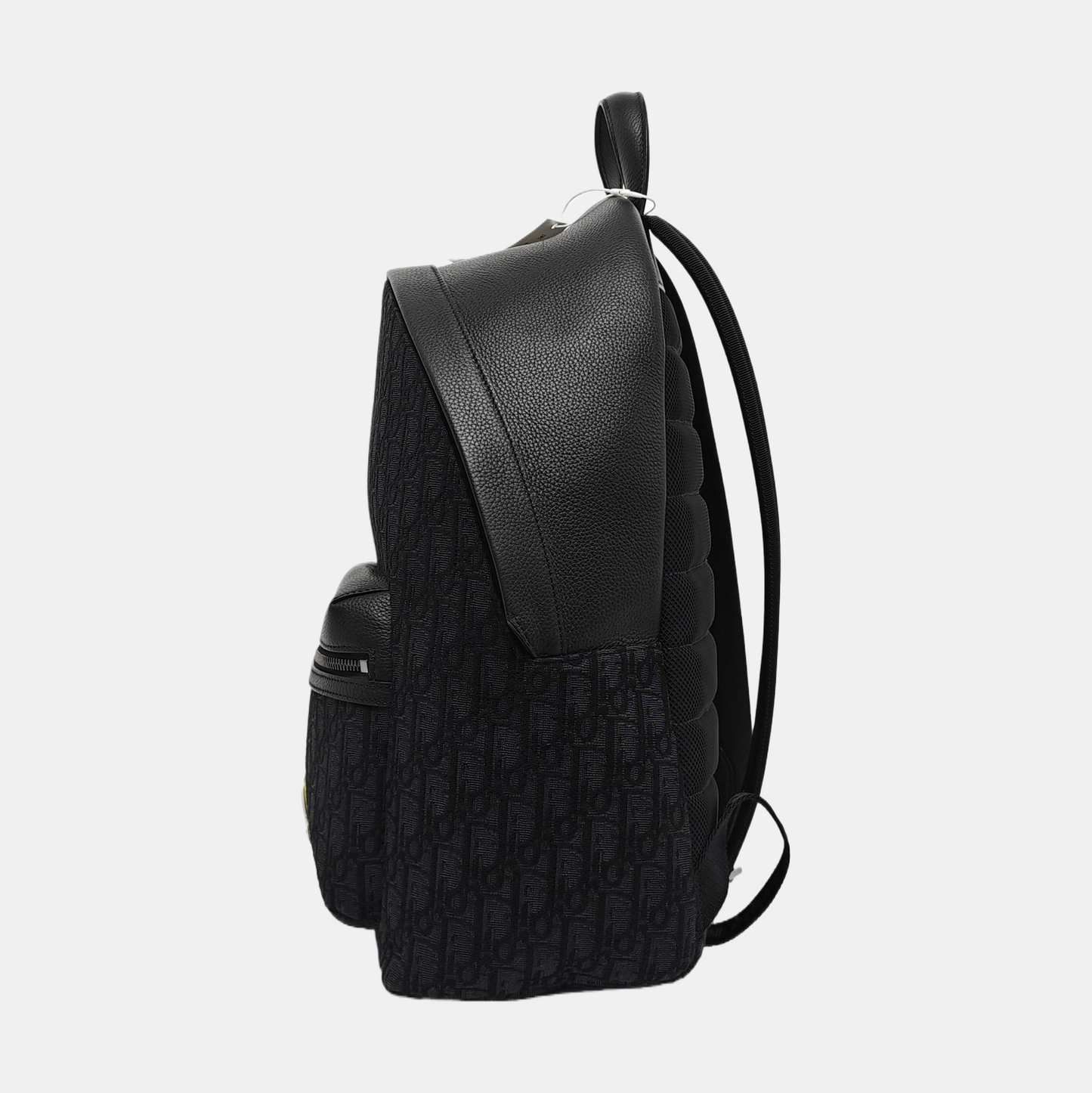 DIOR Rider Black Leather Monogram Embossed Backpack Handbag Palladium Hardware-(SKU)-967361295