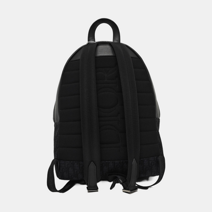 DIOR Rider Black Leather Monogram Embossed Backpack Handbag Palladium Hardware-(SKU)-967361295