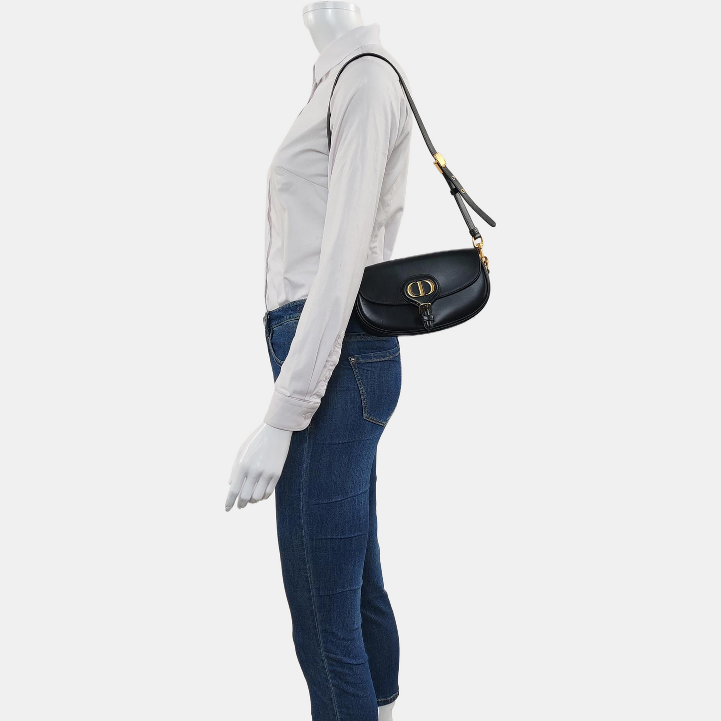 DIOR Bobby Black Calfskin Shoulder Bag Handbag Crossbody Bag Golden Hardware Detachable Shoulder Strap-(SKU)-967737667