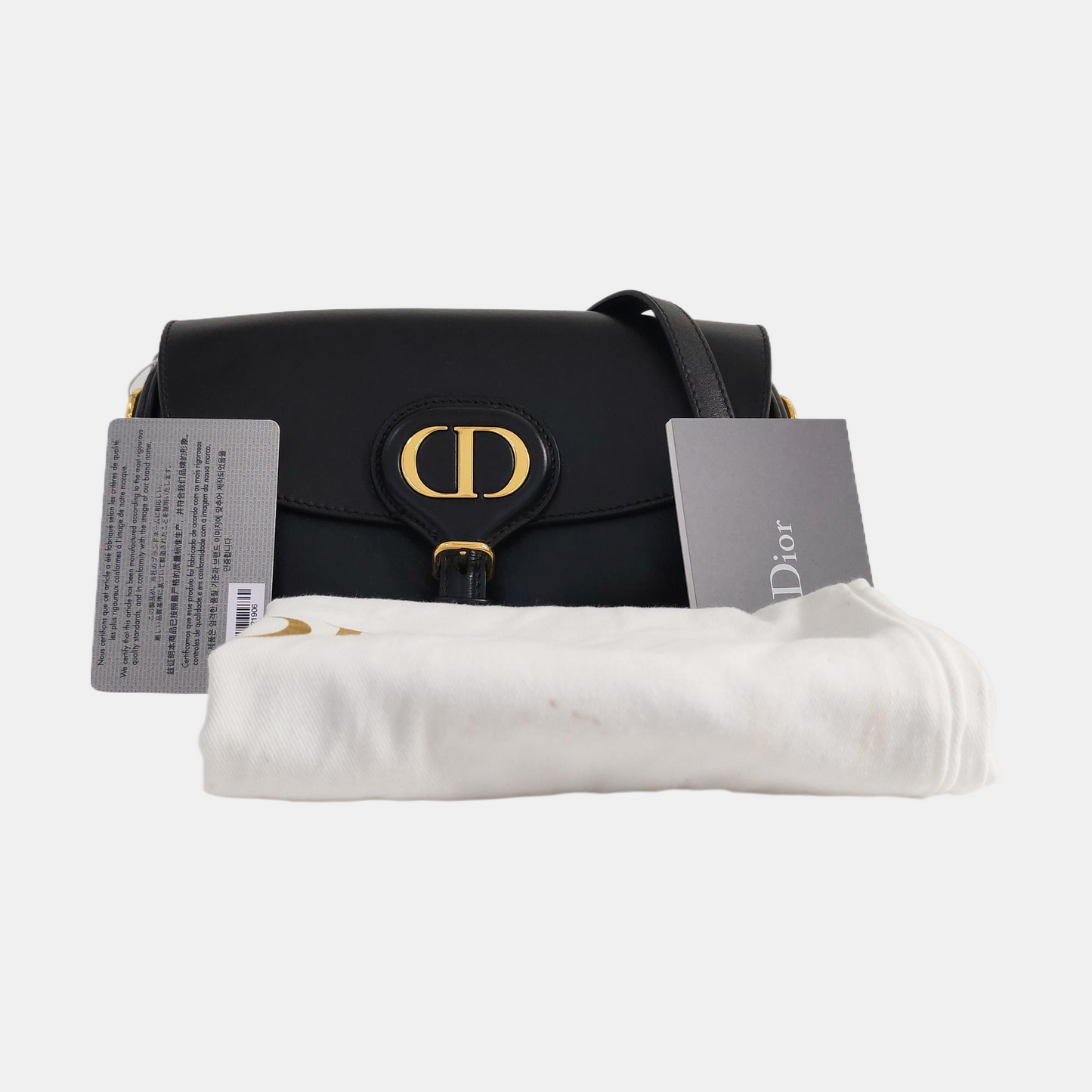 DIOR Bobby Black Calfskin Shoulder Bag Handbag Crossbody Bag Golden Hardware Detachable Shoulder Strap-(SKU)-967737667