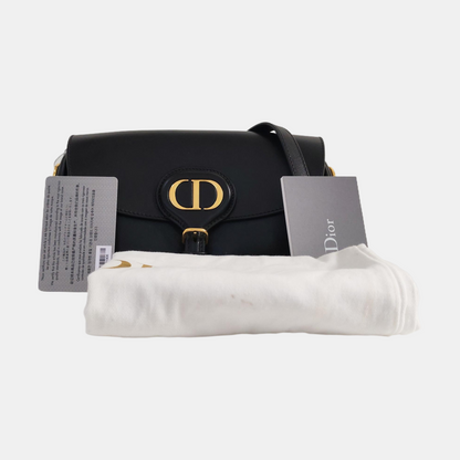 DIOR Bobby Black Calfskin Shoulder Bag Handbag Crossbody Bag Golden Hardware Detachable Shoulder Strap-(SKU)-967737667