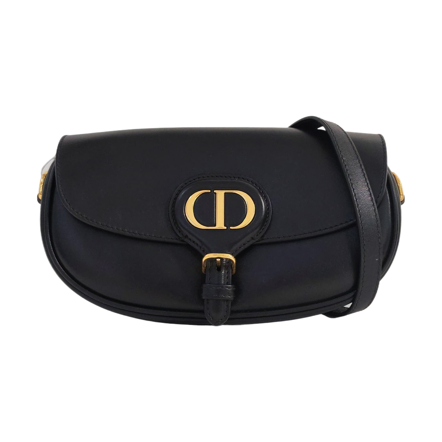DIOR Bobby Black Calfskin Shoulder Bag Handbag Crossbody Bag Golden Hardware Detachable Shoulder Strap-(SKU)-967737667