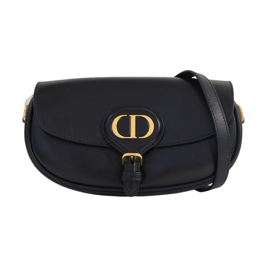 DIOR Bobby Black Calfskin Shoulder Bag Handbag Crossbody Bag Golden Hardware Detachable Shoulder Strap-(SKU)-967737667