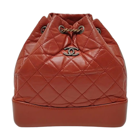 CHANEL GABRIELLE Small Brick Red Leather Quilted Chain Backpack with Detachable Strap, Gold Silver Rhodium Hardware, 26 Flaps-(SKU)-967622926
