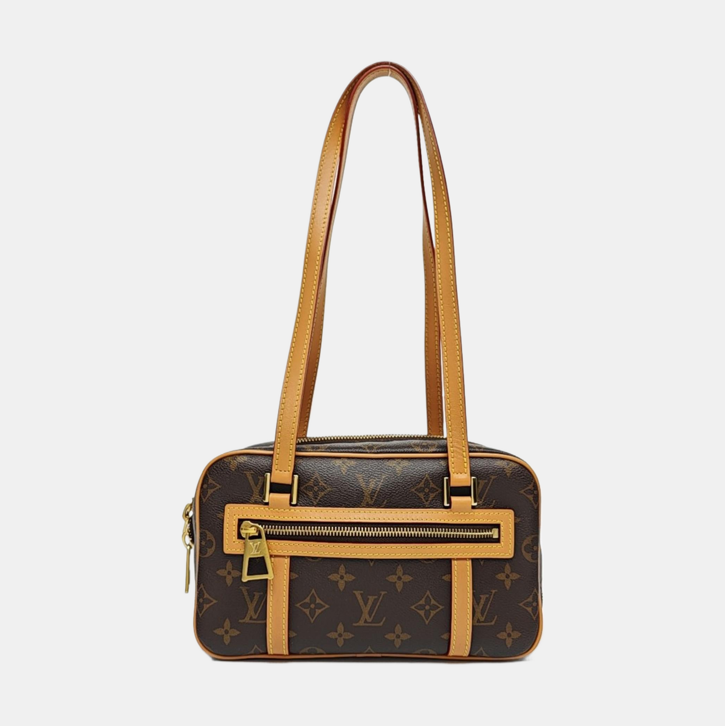 LOUIS VUITTON CITE Brown Coated Canvas Monogram Shoulder Bag Tote Bag Gold Hardware-(SKU)-967651904