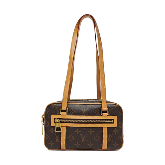 LOUIS VUITTON CITE Brown Coated Canvas Monogram Shoulder Bag Tote Bag Gold Hardware-(SKU)-967651904