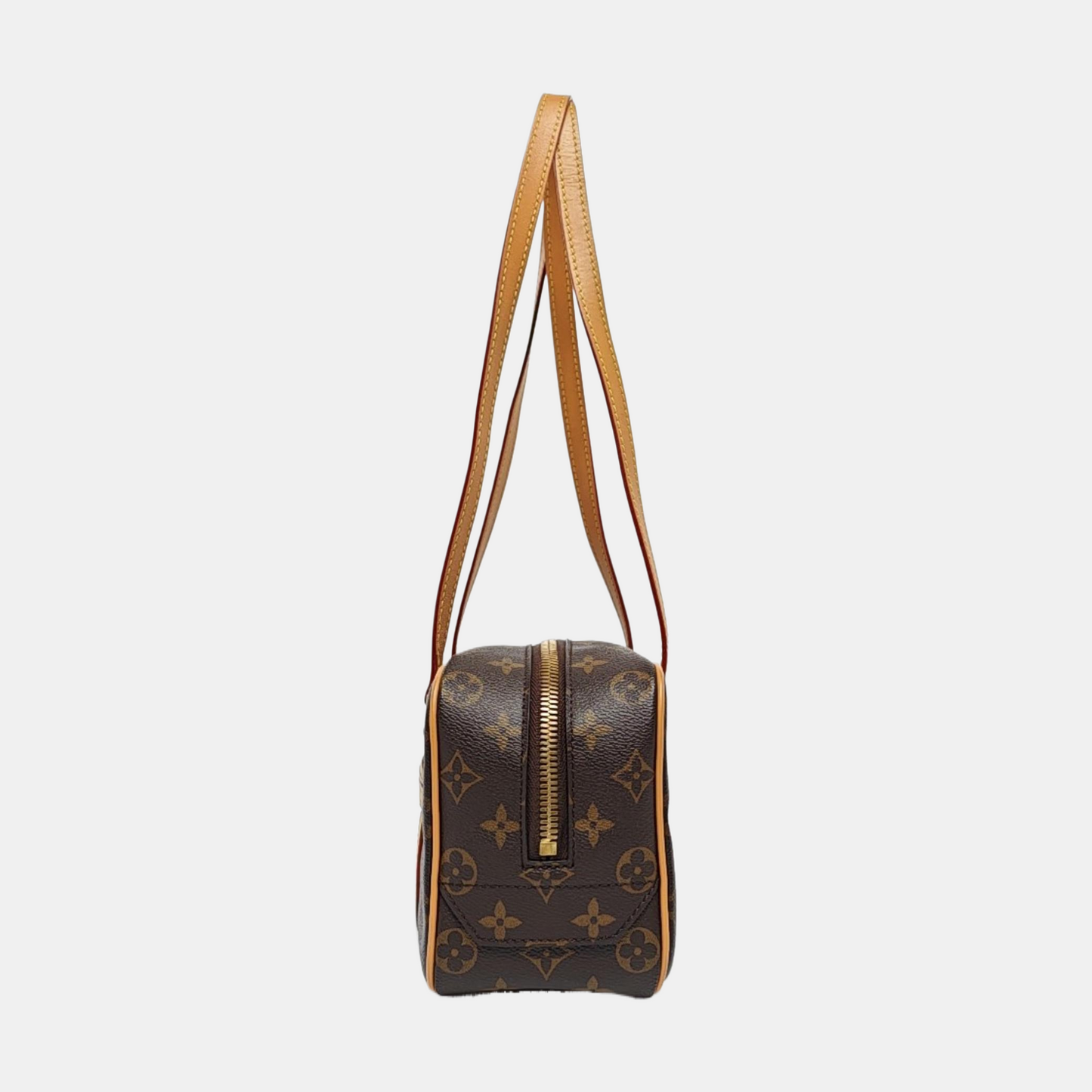 LOUIS VUITTON CITE Brown Coated Canvas Monogram Shoulder Bag Tote Bag Gold Hardware-(SKU)-967651904