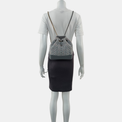 CHANEL GABRIELLE Small Light Grey Tweed Grained Quilted Bag Tote Bag Crossbody Shoulder Bag with Gold Silver Ruthenium Hardware and 23 Opening-(SKU)-967375021