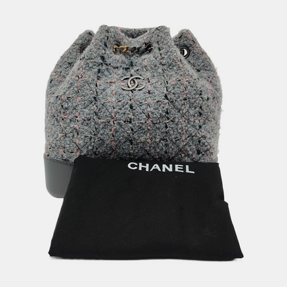 CHANEL GABRIELLE Small Light Grey Tweed Grained Quilted Bag Tote Bag Crossbody Shoulder Bag with Gold Silver Ruthenium Hardware and 23 Opening-(SKU)-967375021