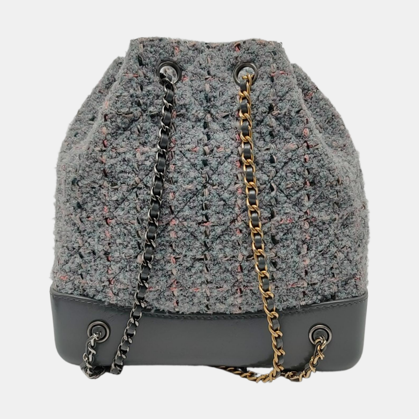CHANEL GABRIELLE Small Light Grey Tweed Grained Quilted Bag Tote Bag Crossbody Shoulder Bag with Gold Silver Ruthenium Hardware and 23 Opening-(SKU)-967375021