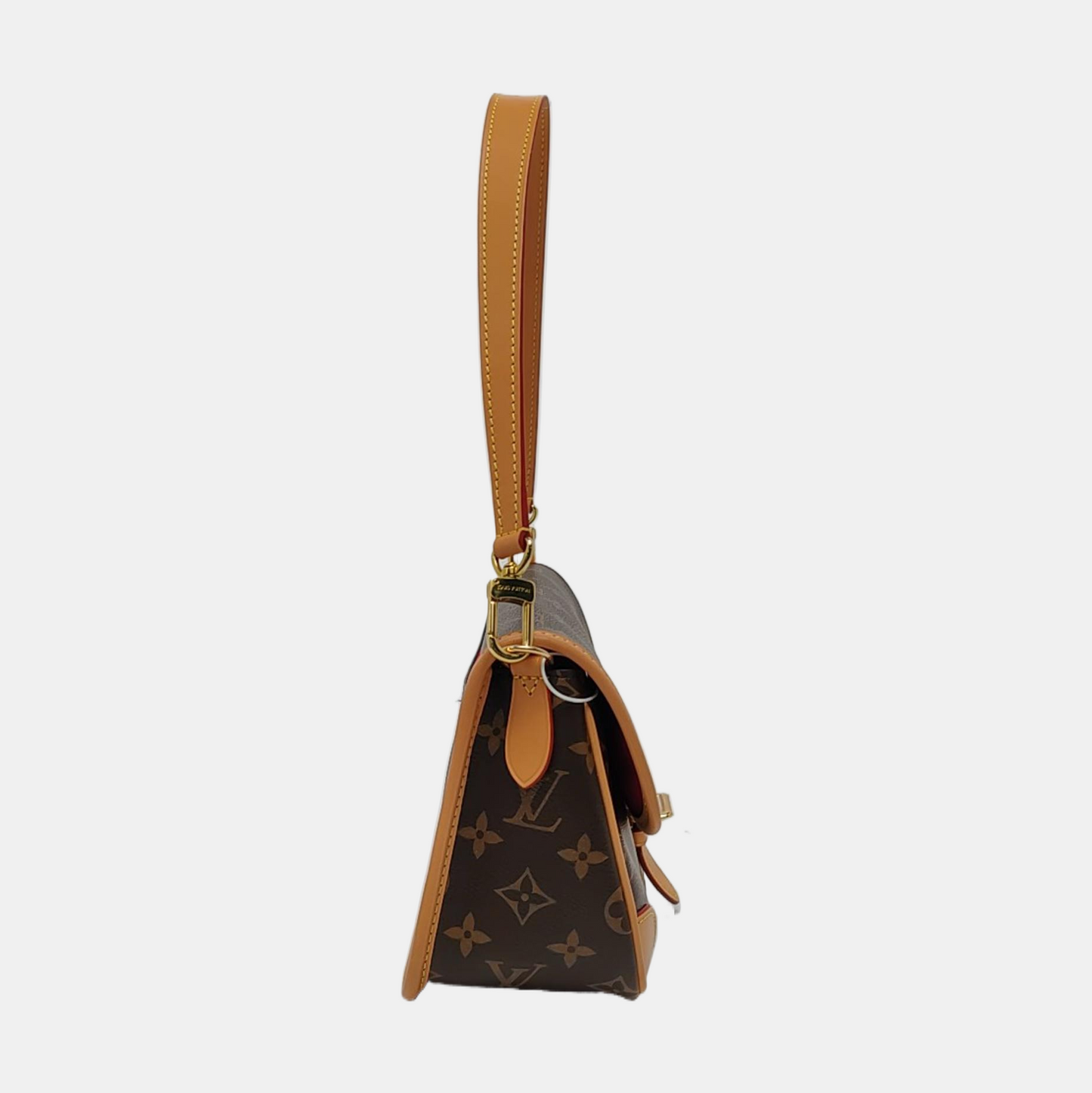 LOUIS VUITTON DIANE Brown Coated Canvas Monogram Crossbody Bag Shoulder Bag with Detachable Straps Golden Hardware-(SKU)-967536707