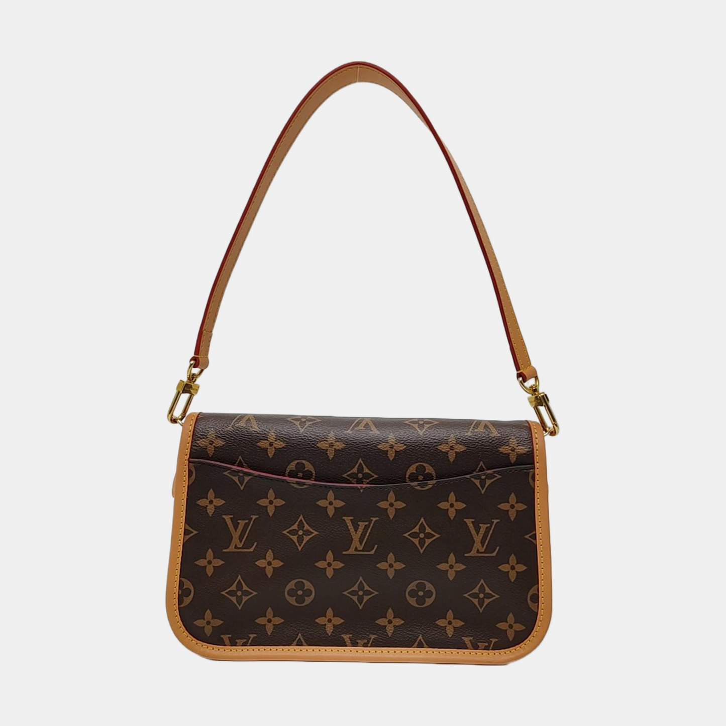 LOUIS VUITTON DIANE Brown Coated Canvas Monogram Crossbody Bag Shoulder Bag with Detachable Straps Golden Hardware-(SKU)-967536707