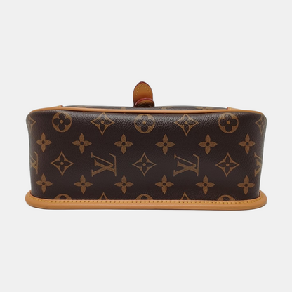 LOUIS VUITTON DIANE Brown Coated Canvas Monogram Crossbody Bag Shoulder Bag with Detachable Straps Golden Hardware-(SKU)-967536707