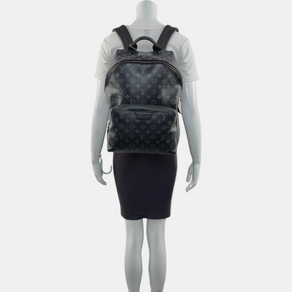 LOUIS VUITTON DISCOVERY Small Black Coated Canvas Monogram Black Samurai Backpack Tote Bag with Silver Hardware-(SKU)-967721864