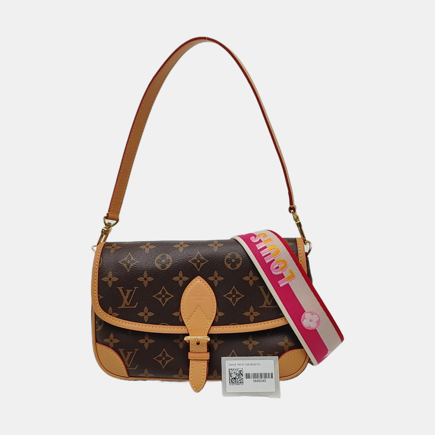 LOUIS VUITTON DIANE Brown Coated Canvas Monogram Crossbody Bag Shoulder Bag with Detachable Straps Golden Hardware-(SKU)-967536707