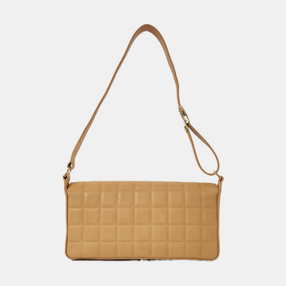 CHANEL CHOCOLATE BAR Khaki Lamb Skin Ice Grain Single Shoulder Bag with Gold Hardware, 8 Clasp-(SKU)-967802267