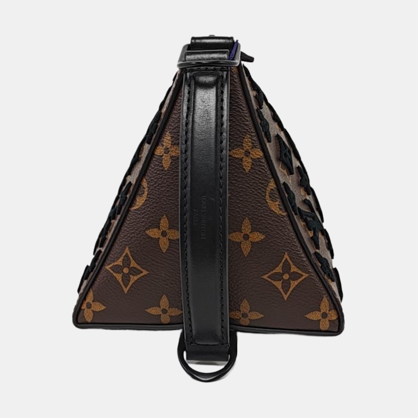 LOUIS VUITTON TRIANGLE Brown Coated Canvas Monogram Embroidered Messenger Bag Crossbody Handbag Shoulder Bag Black Hardware Detachable Strap-(SKU)-965410555
