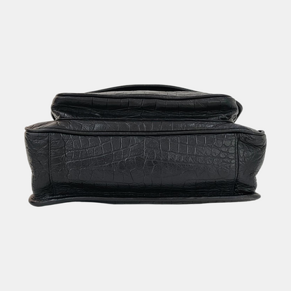 YSL NIKI Medium Size Black Calf Leather Embossed Crossbody Bag Handbag Single Shoulder Bag Black Hardware-(SKU)-967755716