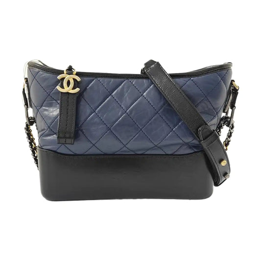 CHANEL GABRIELLE New Medium Blue Leather Quilted Woven Crossbody Shoulder Bag Handbag Clutch 29 Opening Golden Silver Ruthenium Hardware Removable Shoulder Strap-(SKU)-967744848