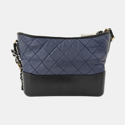CHANEL GABRIELLE New Medium Blue Leather Quilted Woven Crossbody Shoulder Bag Handbag Clutch 29 Opening Golden Silver Ruthenium Hardware Removable Shoulder Strap-(SKU)-967744848