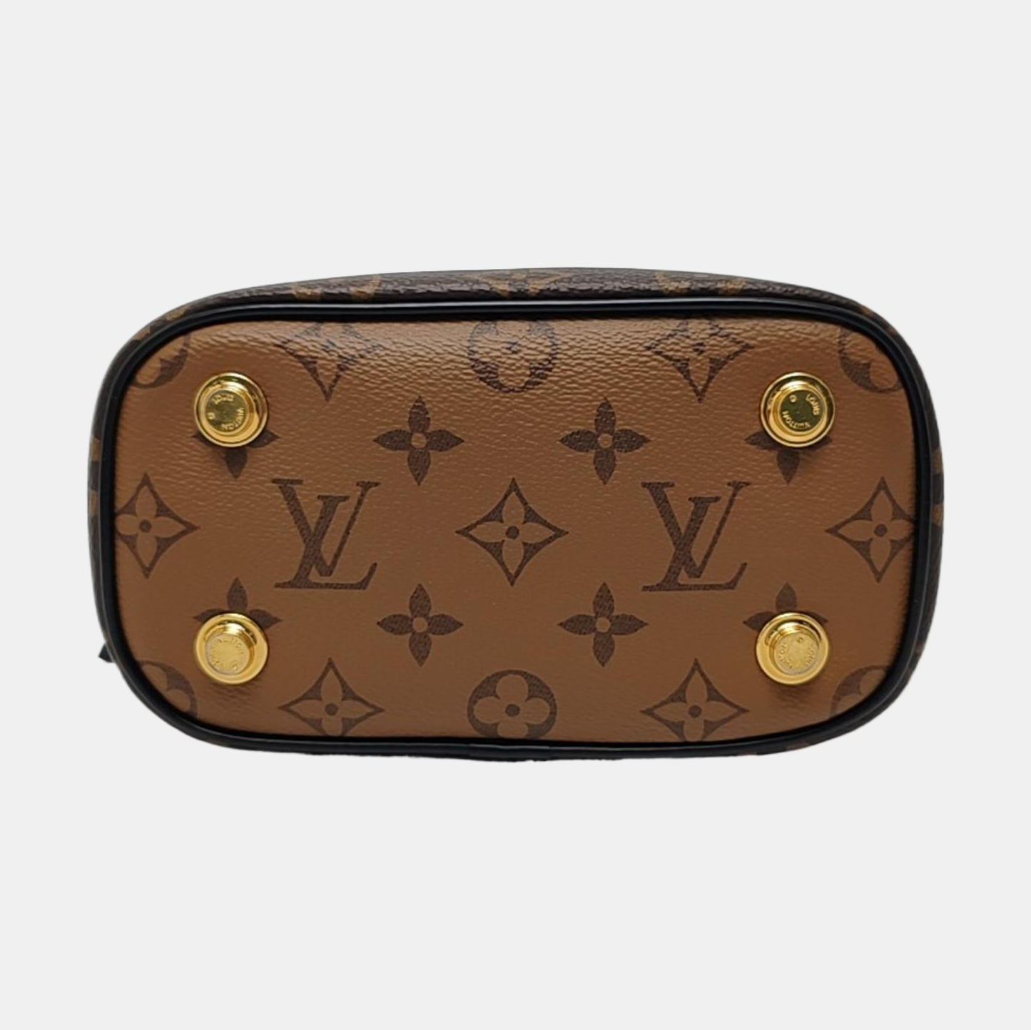 LOUIS VUITTON VANITY CHAIN POUCH Small Brown Coated Canvas Monogram Vernis Cosmetic Bag Shoulder Bag Crossbody Bag Handbag Gold Hardware Removable Shoulder Strap-(SKU)-966448523