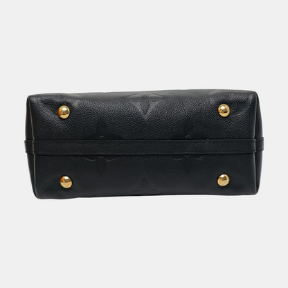 LOUIS VUITTON CARRYALL Small size black leather Monogram embossed black samurai crossbody bag, gold hardware, interior pocket, removable shoulder strap, complete accessories-(SKU)-967863888