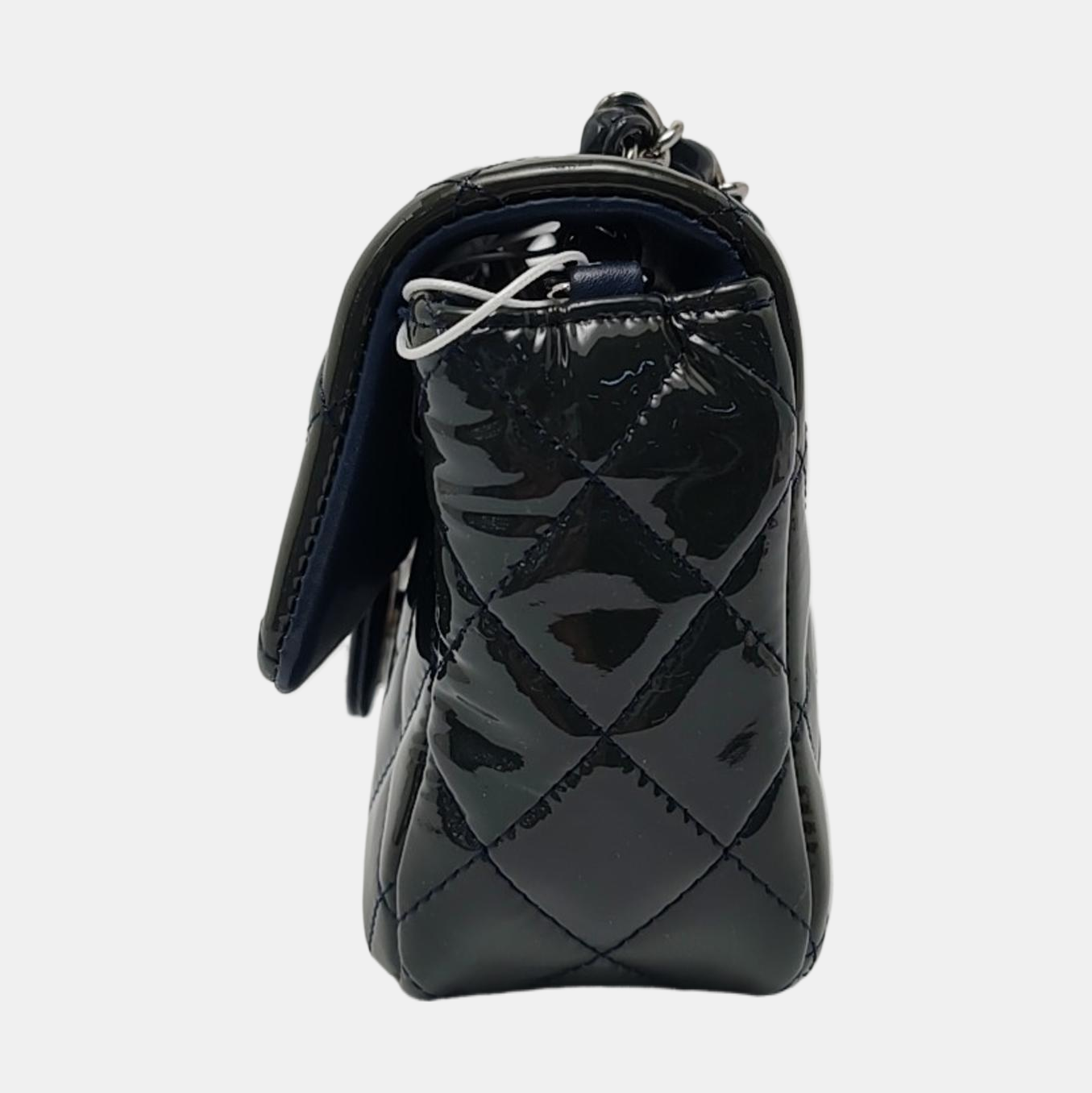 CHANEL CLASSIC FLAP Mini Deep Green Patent Leather Quilted Large Mini Shoulder Bag Silver Hardware 20 Clasp-(SKU)-968080127