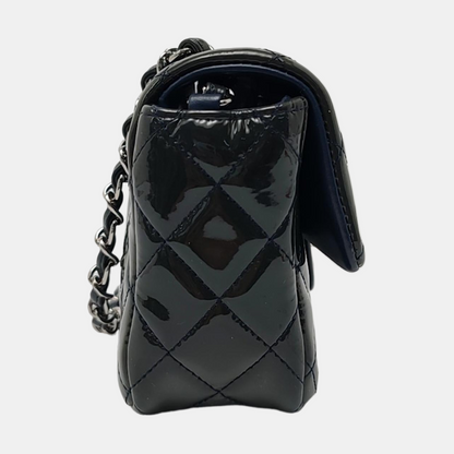 CHANEL CLASSIC FLAP Mini Deep Green Patent Leather Quilted Large Mini Shoulder Bag Silver Hardware 20 Clasp-(SKU)-968080127