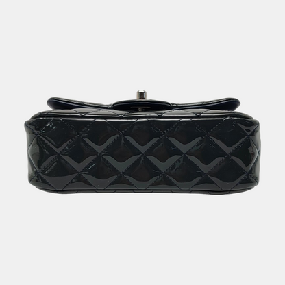 CHANEL CLASSIC FLAP Mini Deep Green Patent Leather Quilted Large Mini Shoulder Bag Silver Hardware 20 Clasp-(SKU)-968080127