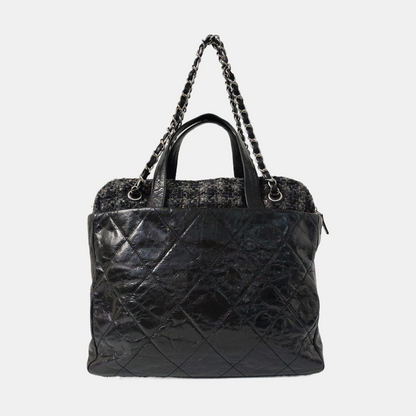 CHANEL PORTOBELLO Black Leather Diamond Quilted Single Shoulder Bag with Silver Hardware 13 opening-(SKU)-967525500