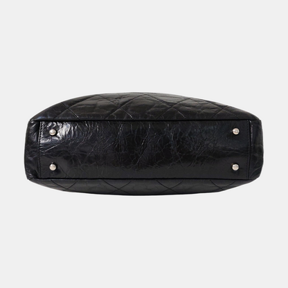 CHANEL PORTOBELLO Black Leather Diamond Quilted Single Shoulder Bag with Silver Hardware 13 opening-(SKU)-967525500