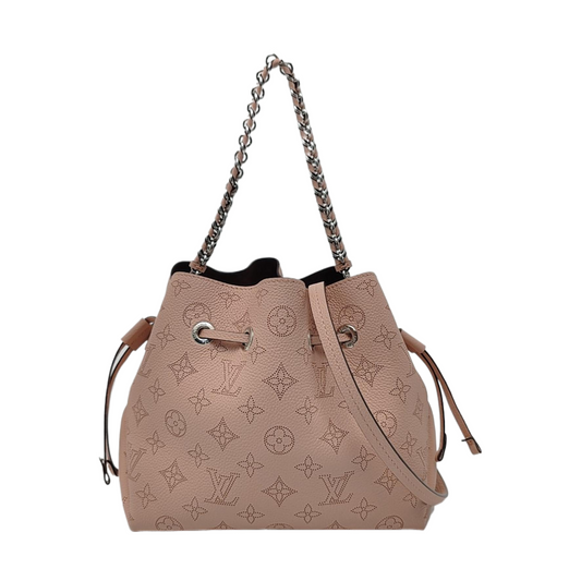 LOUIS VUITTON BELLA pink leather Monogram woven shoulder bag with 2 detachable straps, silver hardware-(SKU)-968037348