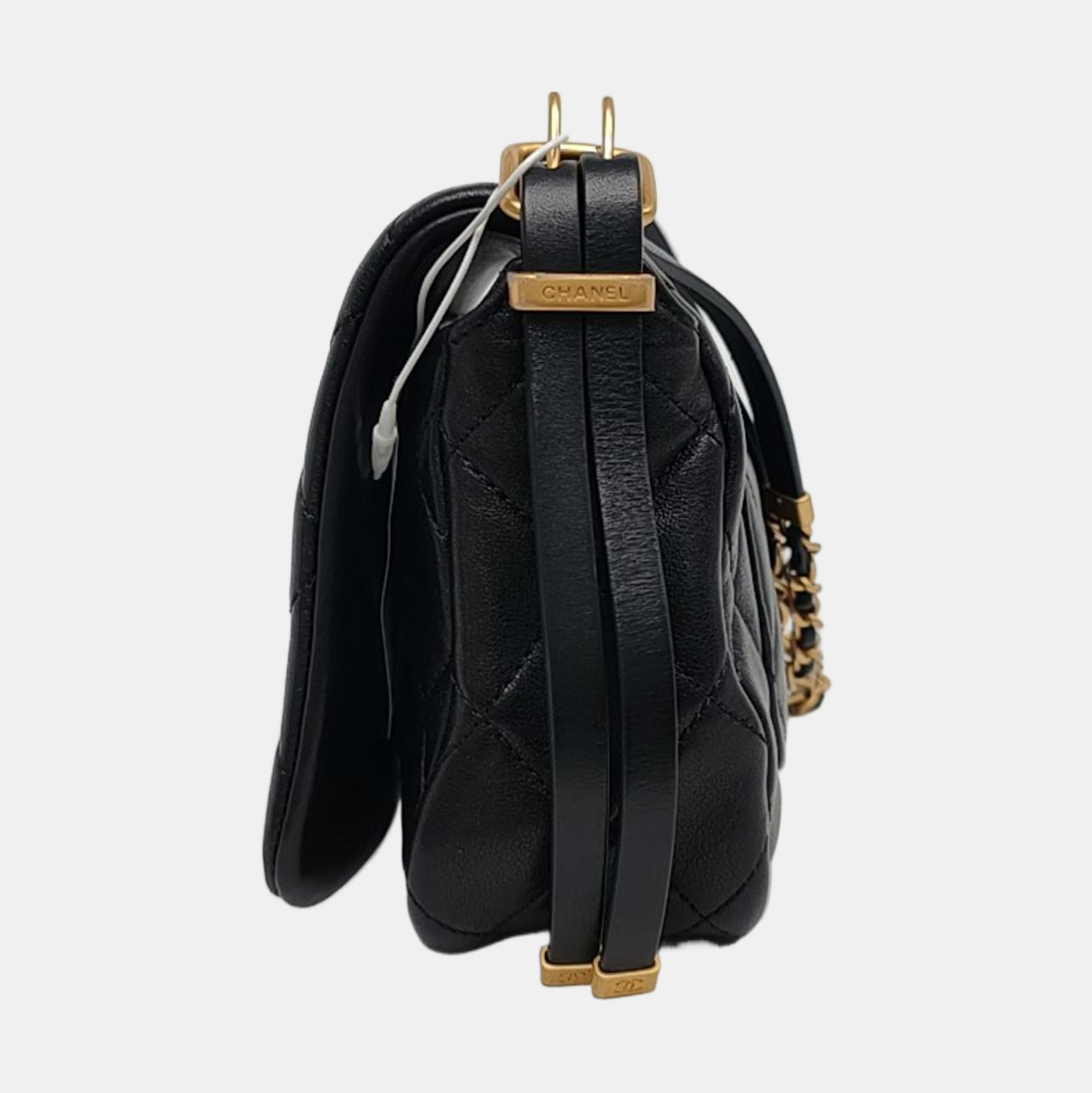 CHANEL CLASSIC FLAP black lambskin quilted diamond pattern crossbody bag shoulder bag gold hardware-(SKU)-967910600