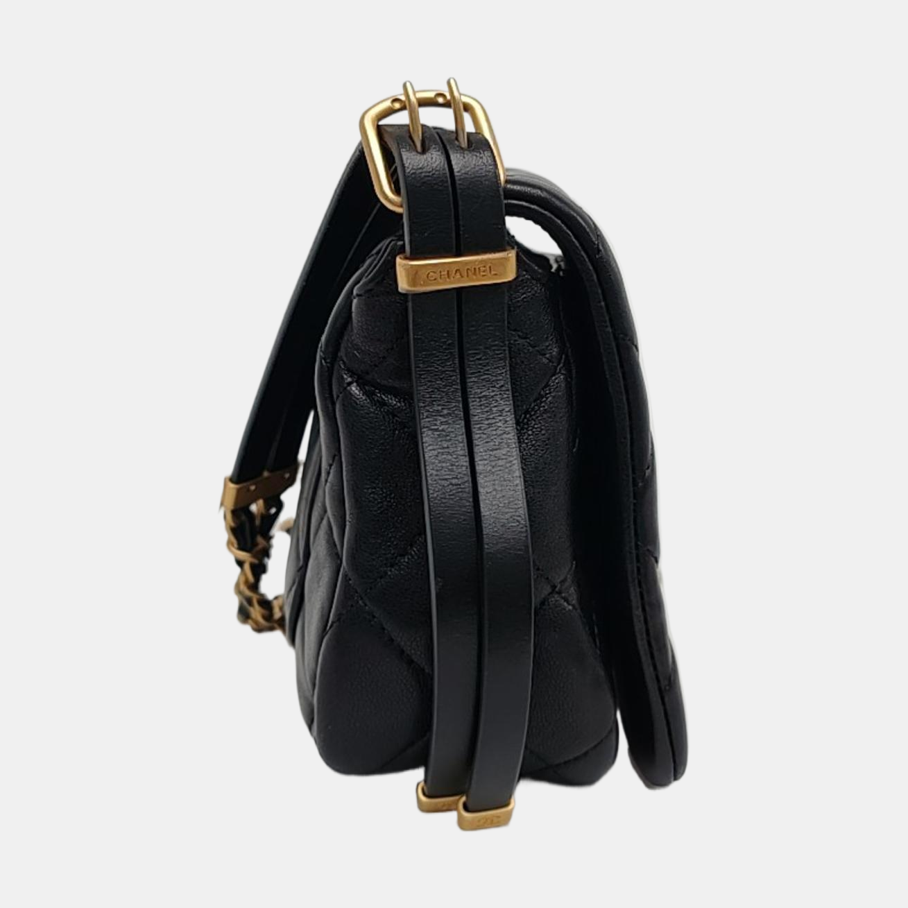 CHANEL CLASSIC FLAP black lambskin quilted diamond pattern crossbody bag shoulder bag gold hardware-(SKU)-967910600