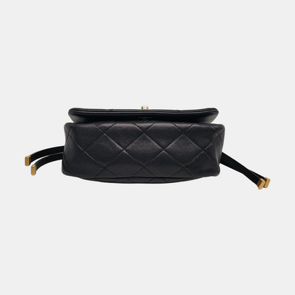 CHANEL CLASSIC FLAP black lambskin quilted diamond pattern crossbody bag shoulder bag gold hardware-(SKU)-967910600