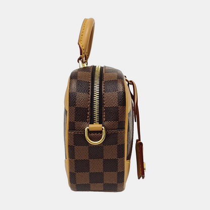 LOUIS VUITTON VALISETTE BB Brown Coated Canvas Chessboard Pattern Camera Bag Crossbody Bag Tote Bag Shoulder Bag Gold Hardware Two Removable Straps Included-(SKU)-967790916