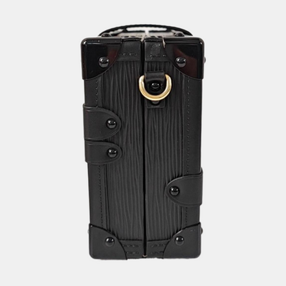 LOUIS VUITTON PETITE MALLE Black EPI Calfskin Water Ripple Pattern Crossbody Shoulder Bag Gold Hardware Removable Shoulder Strap-(SKU)-968078089