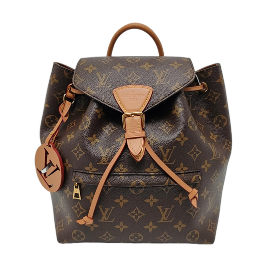LOUIS VUITTON MONTSOURIS Brown Coated Canvas Monogram Backpack Handbag Gold Hardware-(SKU)-967932966