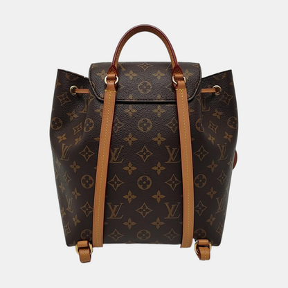 LOUIS VUITTON MONTSOURIS Brown Coated Canvas Monogram Backpack Handbag Gold Hardware-(SKU)-967932966