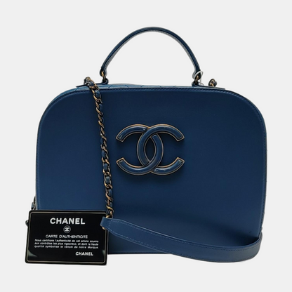 CHANEL COCO CURVE Blue Calfskin Quilted Matelassé Shoulder Bag Handbag Crossbody Bag Golden Hardware 23 Clasp-(SKU)-968038724