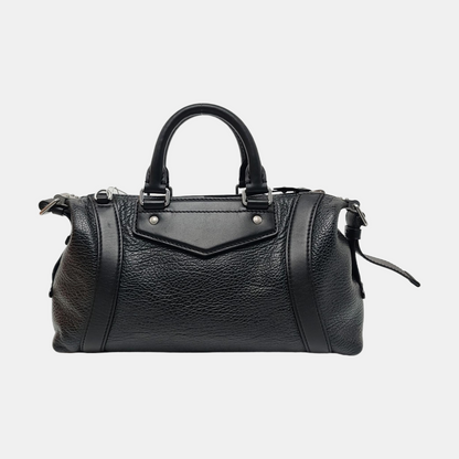 LOUIS VUITTON BIKER Small-sized Black Lamb Skin Crossbody Bag Handbag Shoulder Bag Silver Hardware Removable Shoulder Strap-(SKU)-967994639