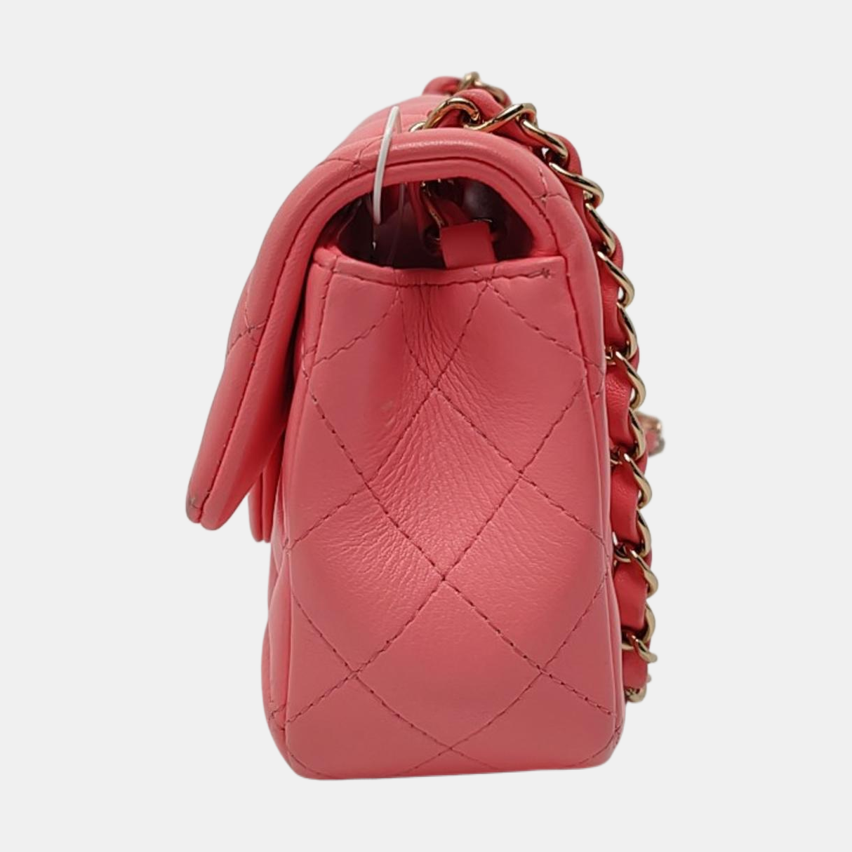 CHANEL CLASSIC FLAP Mini Pink Lamb Leather Quilted Chevron Large Mini Crossbody Shoulder Bag Golden Hardware-(SKU)-967849762
