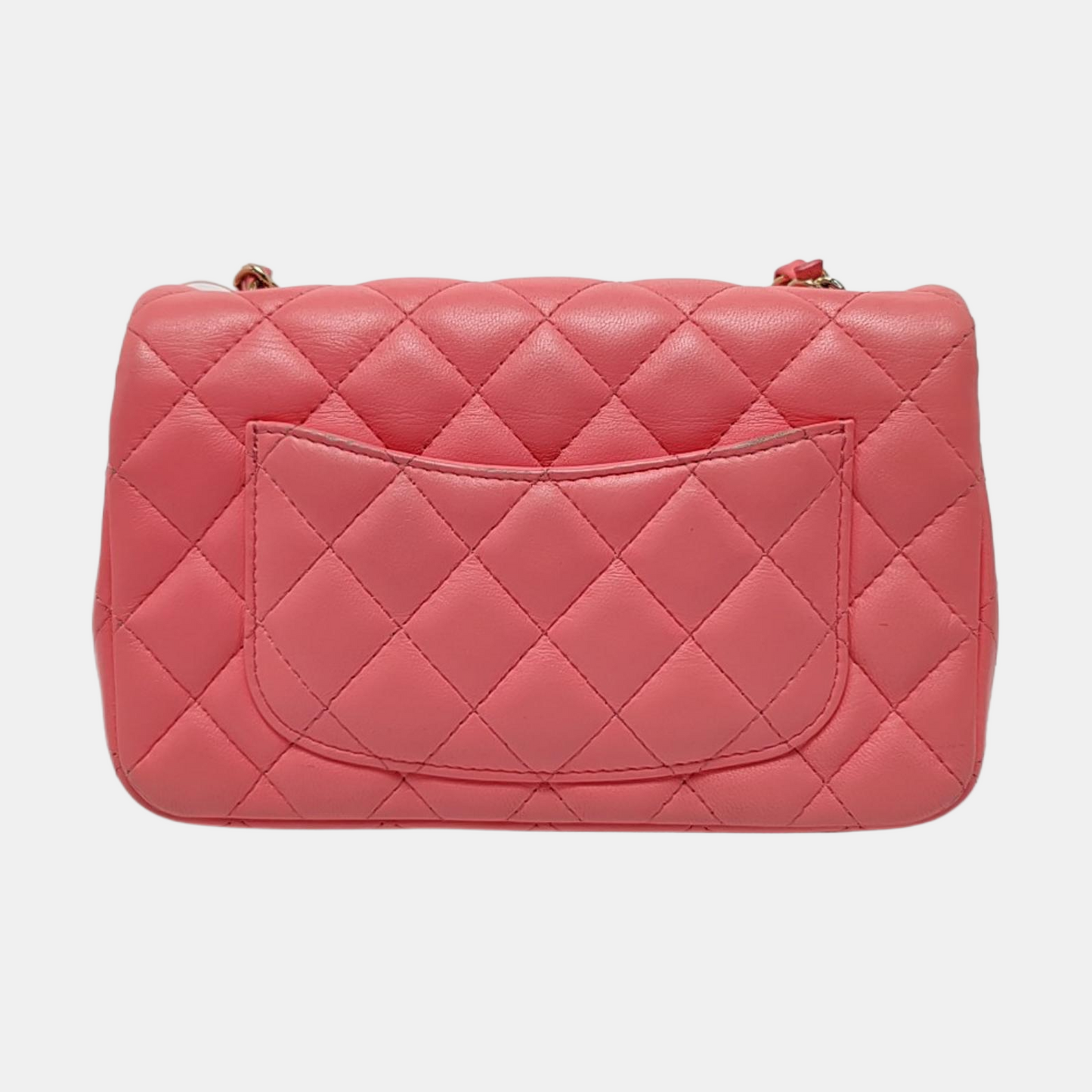 CHANEL CLASSIC FLAP Mini Pink Lamb Leather Quilted Chevron Large Mini Crossbody Shoulder Bag Golden Hardware-(SKU)-967849762