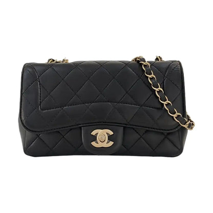 CHANEL CLASSIC SINGLE FLAP Black Lambskin Diamond Quilted Single Shoulder Bag with Gold Hardware 21 Compartments-(SKU)-968351810