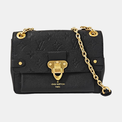 LOUIS VUITTON VAVIN BB Black Leather Embossed Single Shoulder Bag Crossbody Bag with Gold Hardware-(SKU)-967945683