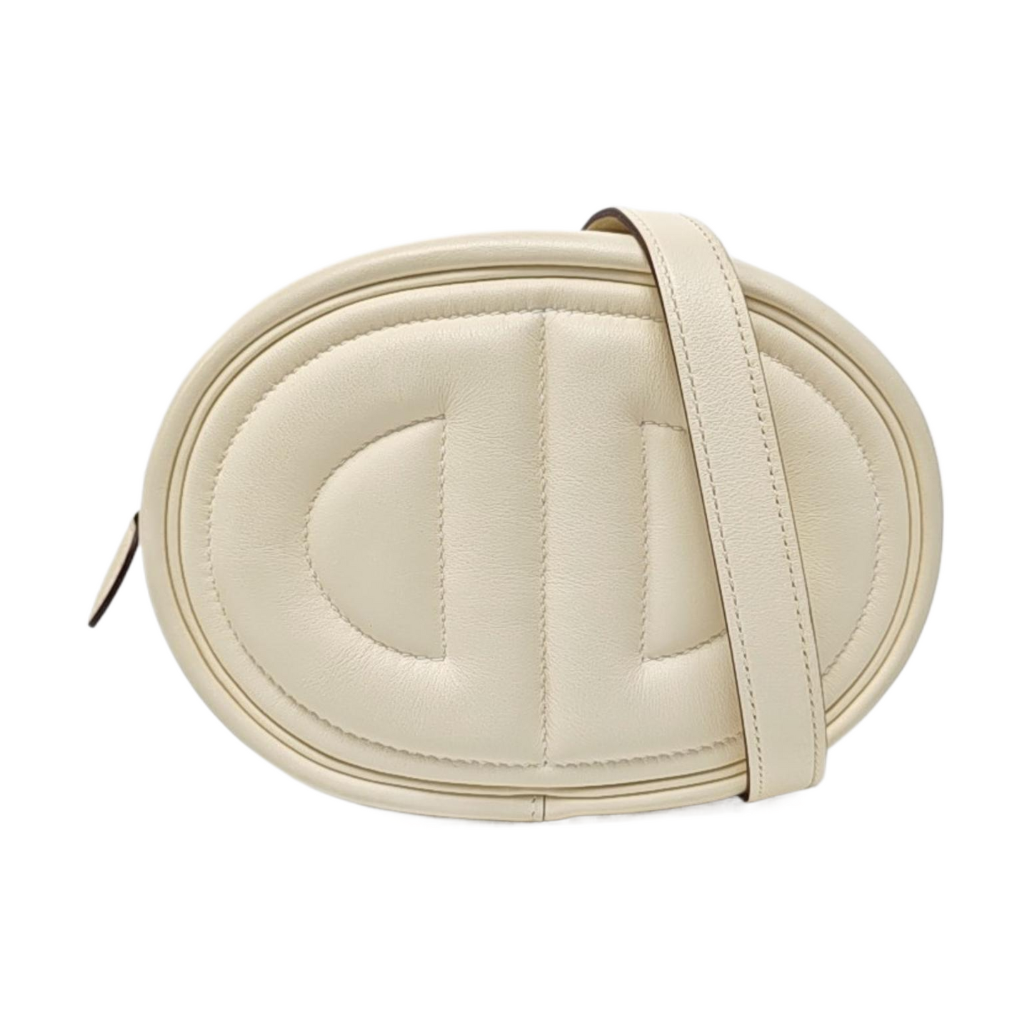 HERMÈS In-The-Loop Cream Swift Leather Quilted Embossed Shoulder Bag with Detachable Strap, Silver Hardware, Z Clasp-(SKU)-968173215
